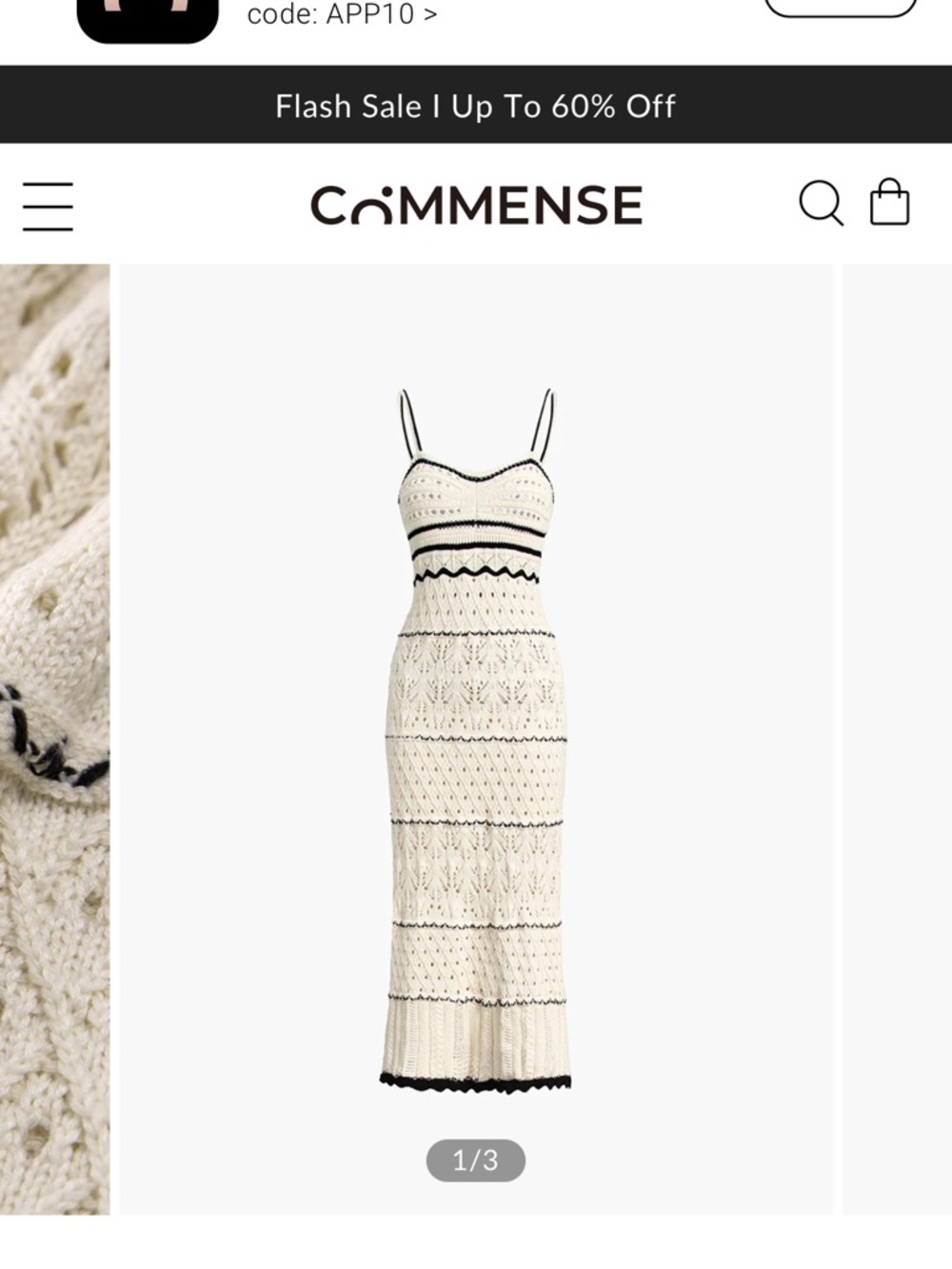 New w/ tag Commense Paros Crochet Eyelet See Through Midi Dress